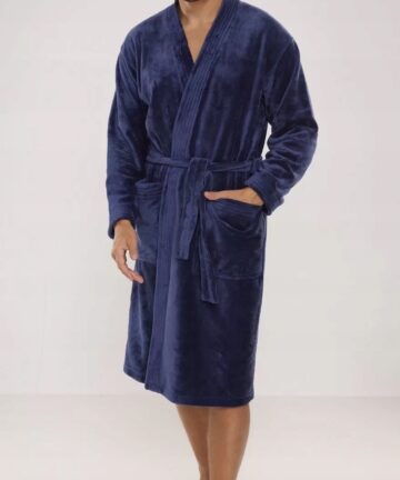 Alternative view of Szlafrok męski De Lafense 391 Hugo M granatowy poliester WYPRZEDAŻ