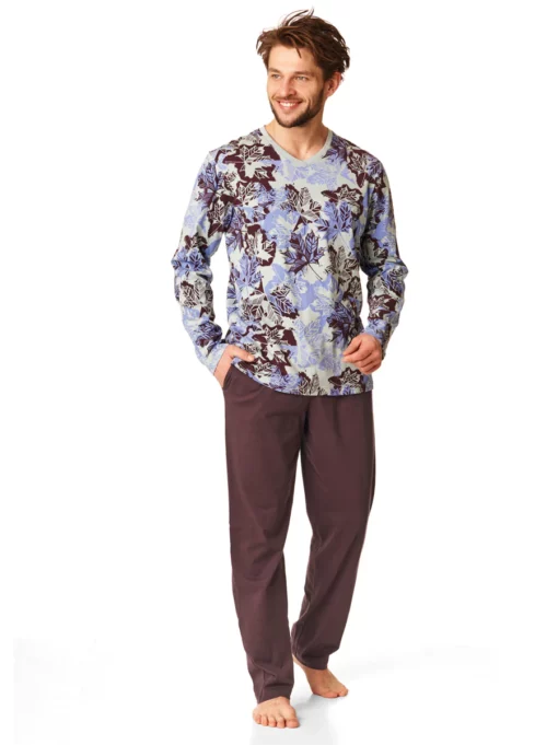 Piżama męska KEY bawełniana MNS-511 B22 brąz - obrazek 2