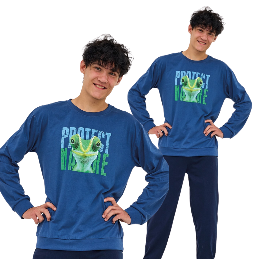 Piżama młodzieżowa Cornette 999/55 Protect 164-188 jeans WYPRZEDAŻ