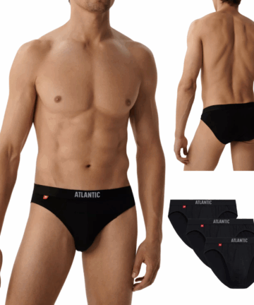 3-PACK Slipy męskie Atlantic sport 3MP-094-CZARNY WYPRZEDAŻ