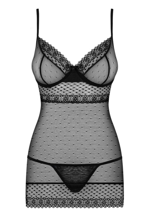 KOMPLET OBSESSIVE 817-CHE-1 KOSZULKA I STRINGI czarny - obrazek 2