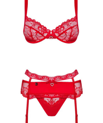 KOMPLET OBSESSIVE HEARTINA 3-CZ czerwony
