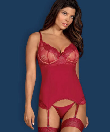 Alternative view of KOMPLET OBSESSIVE ROSALYNE GORSET I STRINGI czerwony