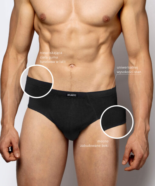 3-PACK Slipy męskie Atlantic bawełniane 3BMP-006-czarny WYPRZEDAŻ - obrazek 5