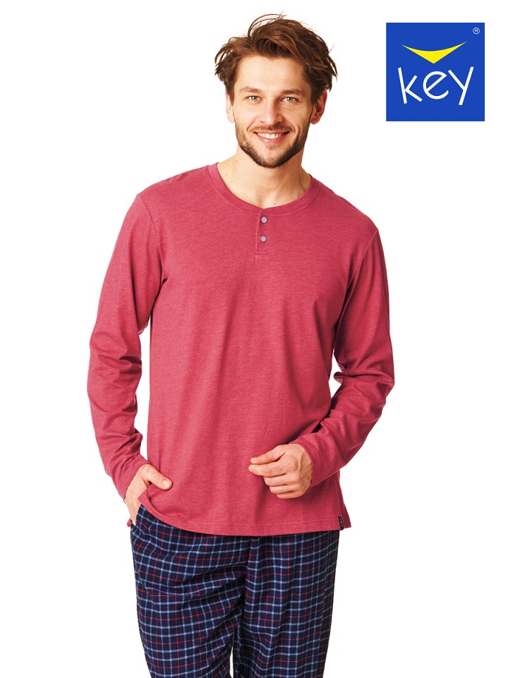 Piżama męska KEY bawełniana MNS-451 B23 bordowa