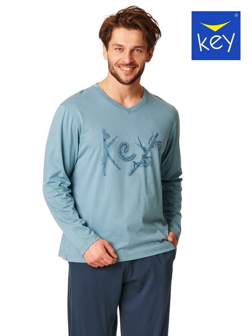 Piżama męska KEY bawełniana MNS-861 B23 morski
