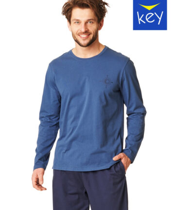 Piżama męska KEY bawełniana MNS-866 B23 niebieski