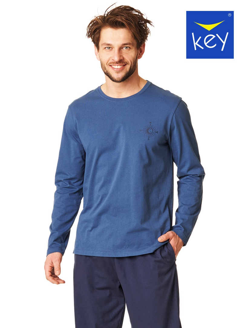 Piżama męska KEY bawełniana MNS-866 B23 niebieski