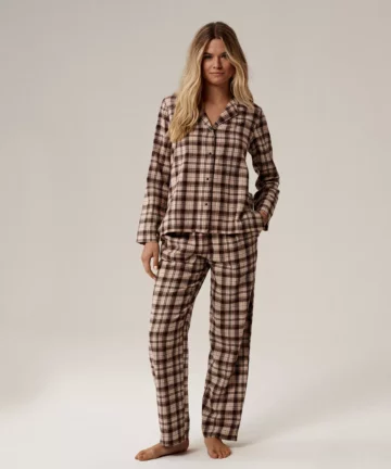 Alternative view of Piżama damska Atlantic NLP-505-BRO_BEZ_ECR długa bawełniana WYPRZEDAŻ