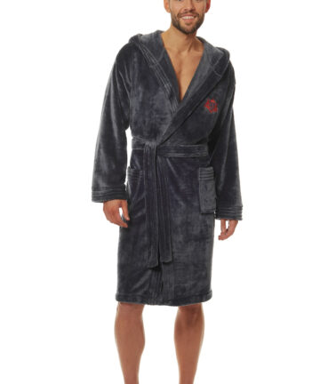 Alternative view of Szlafrok męski L&L 2110 Costa grafitowy poliester WYPRZEDAŻ