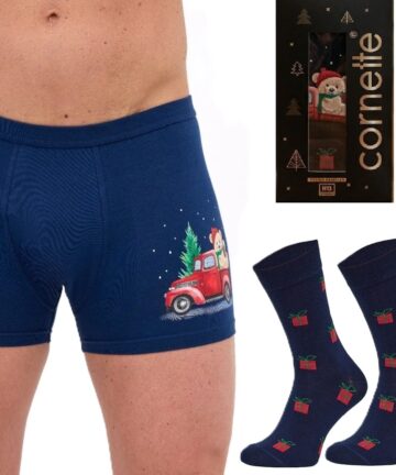 Komplet Cornette Bokserki plus skarpety BS-914/01 Christamas  GIFT granat