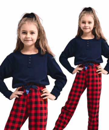 Piżama dziewczęca Sensis Bonnie długa Christmas granatowy