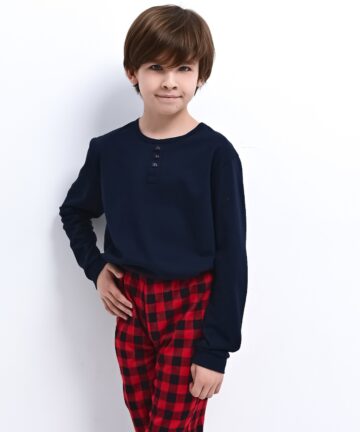 Alternative view of Piżama chłopięca Sensis Louie długa Christmas granatowy