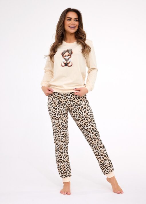 Piżama damska Cornette 671/429 Panther długa bawełniana beżowy - obrazek 2