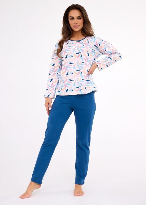 Piżama damska Cornette 392/451 Amelia różowa długa bawełna - obrazek 2