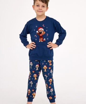Alternative view of Piżama chłopięca Cornette Young Boy 966/173 Dog Christmas granatowy