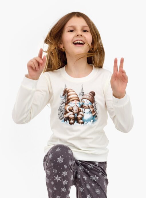 Piżama dziewczęca Cornette Young Girl 978/190 Friends ecru - obrazek 2