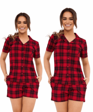 Piżama damska Cornette 346/424 Tracy 2 Christmas rozpinana czerwony