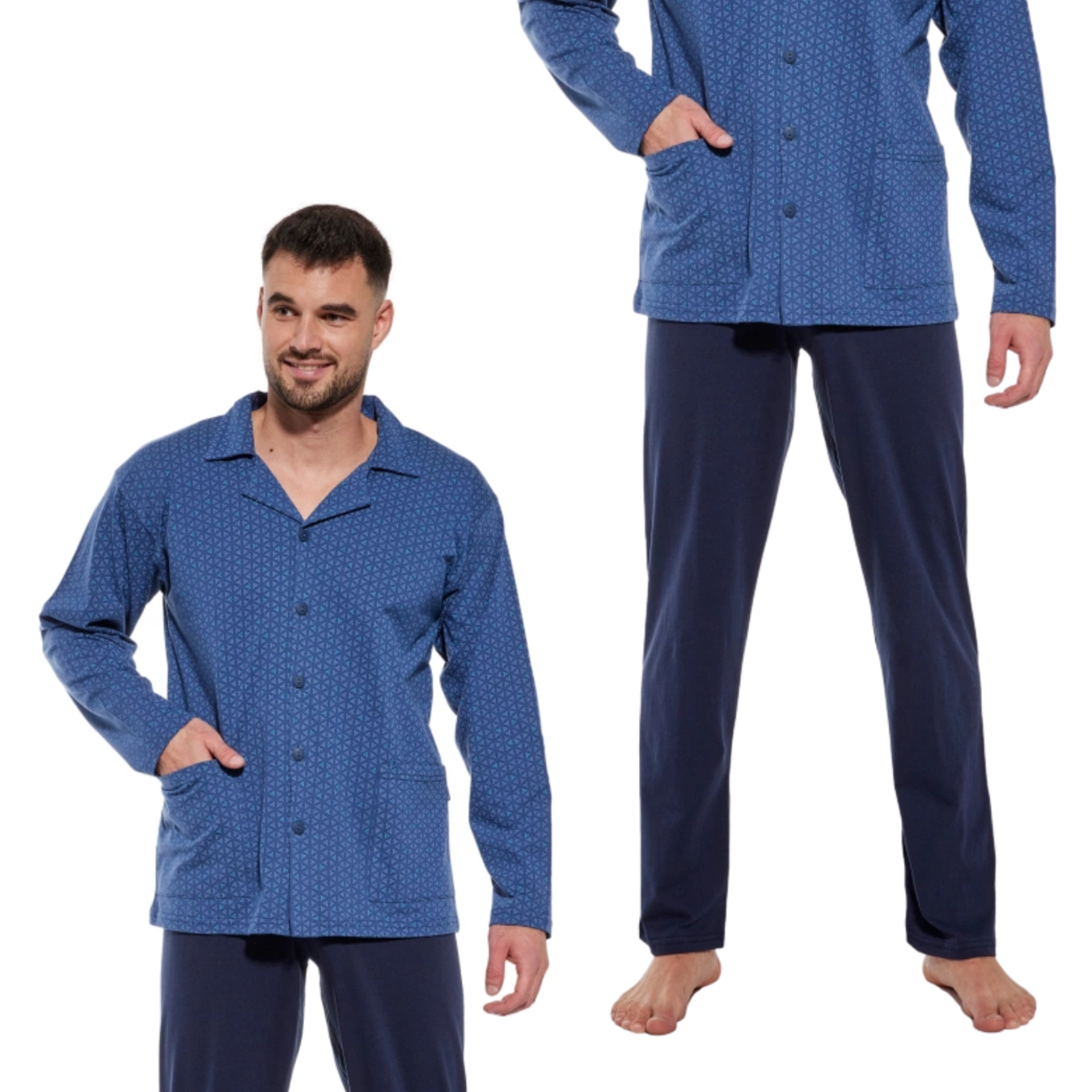 Piżama męska Cornette 114/66 bawełniana długa jeans
