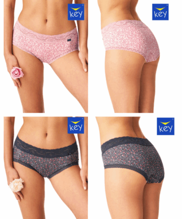 2-PACK Figi damskie KEY LPC-640 B24 mix kolorów bawełniane WYPRZEDAŻ