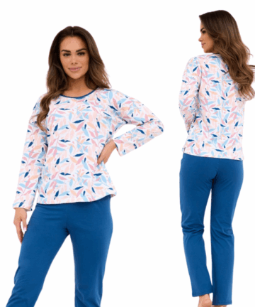 Piżama damska Cornette 392/451 Amelia różowa długa bawełna