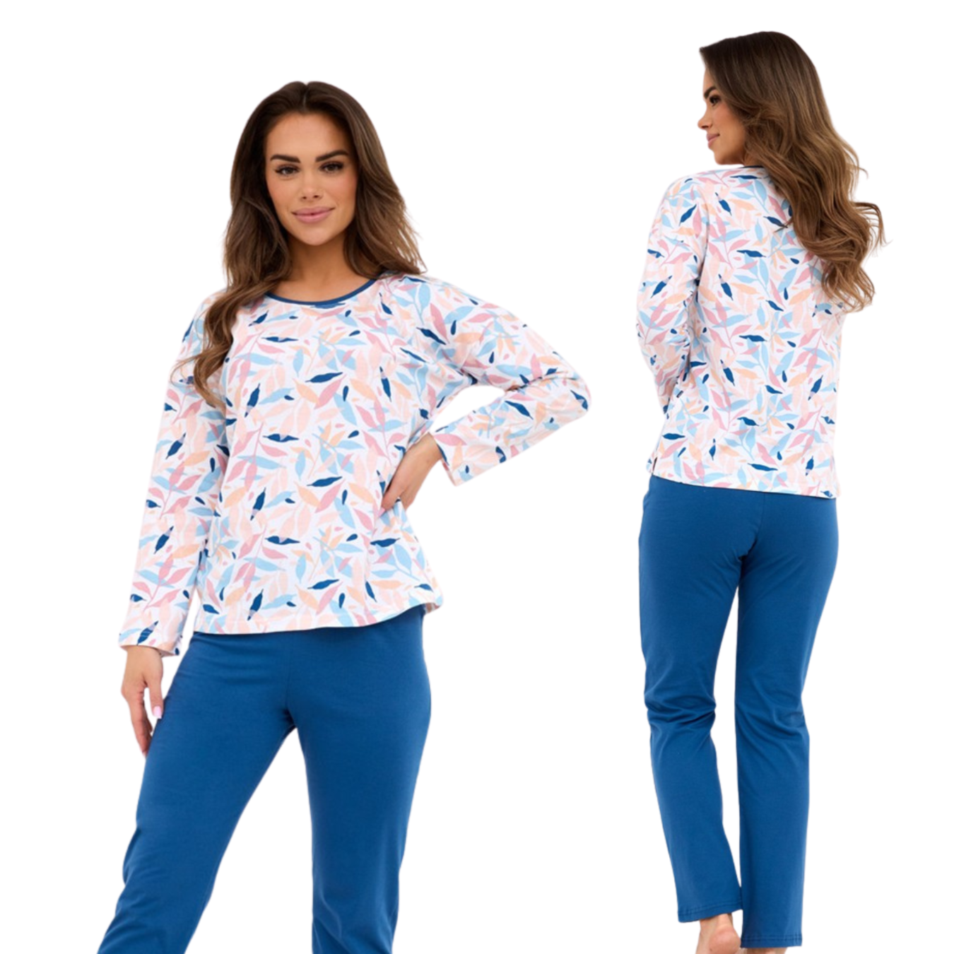 Piżama damska Cornette 392/451 Amelia różowa długa bawełna