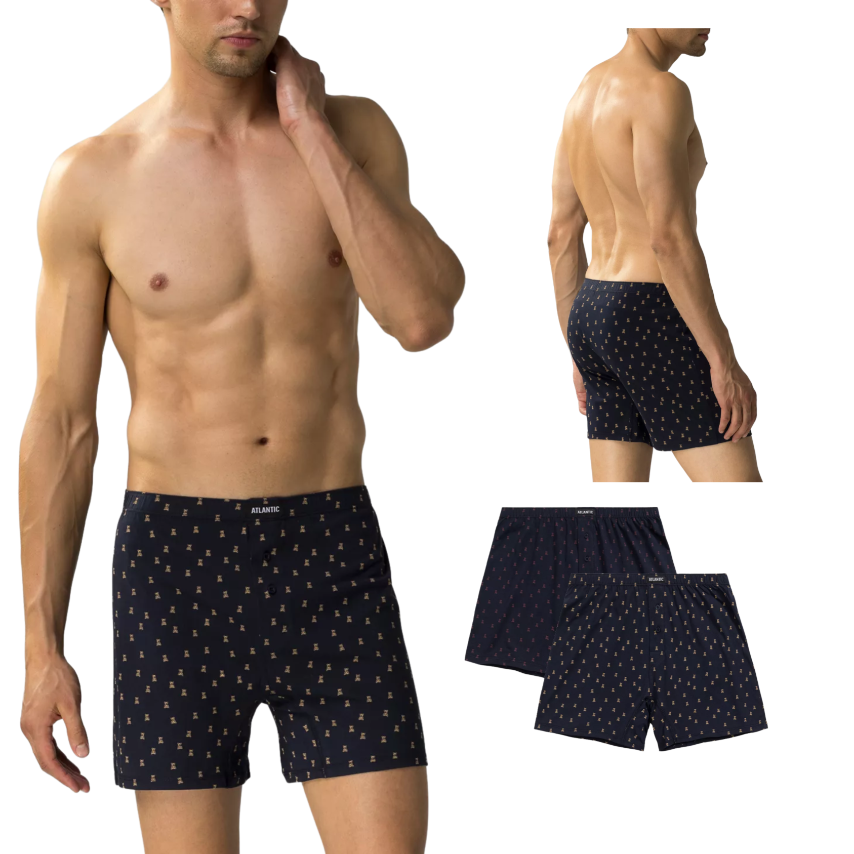 2-PACK Bokserki męskie Atlantic luźne 2MBX-063-GRA/GRA WYPRZEDAŻ