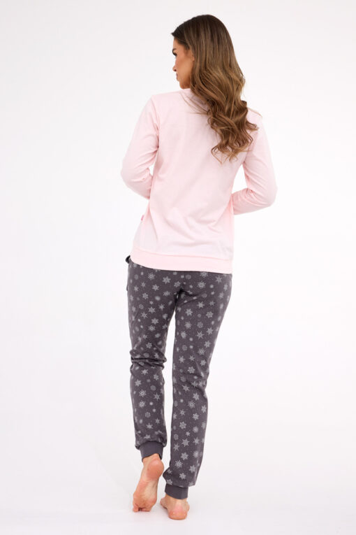 Piżama damska Cornette 163/461 Snow długa bawełniana różowy - obrazek 4