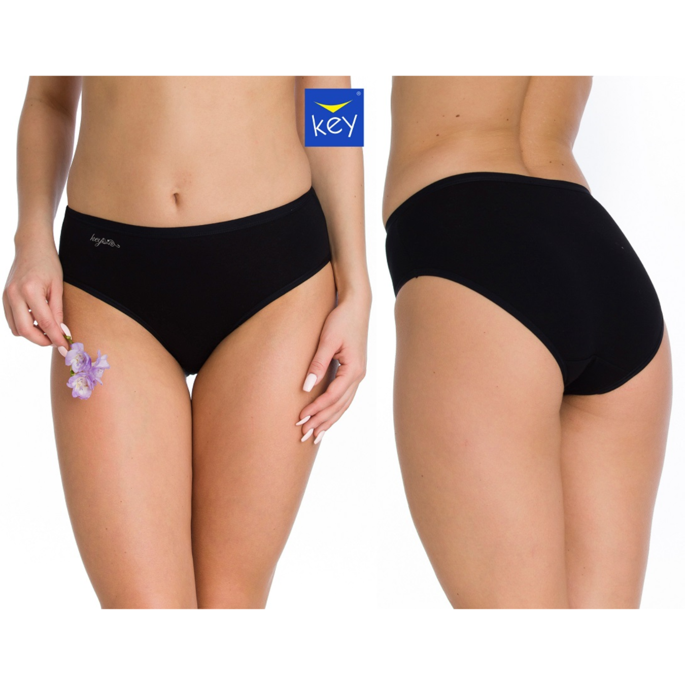 2-PACK Figi damskie KEY LPC-010 czarne bawełniane WYPRZEDAŻ