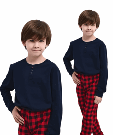 Piżama chłopięca Sensis Louie długa Christmas granatowy