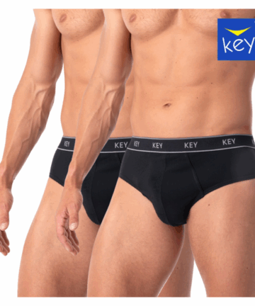 2-PACK slipy męskie KEY MPP-222 A25 czarny bawełniane WYPRZEDAŻ