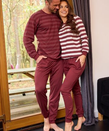 Piżama męska Cornette 117/320 Loose 16 Christmas bawełniana bordowy