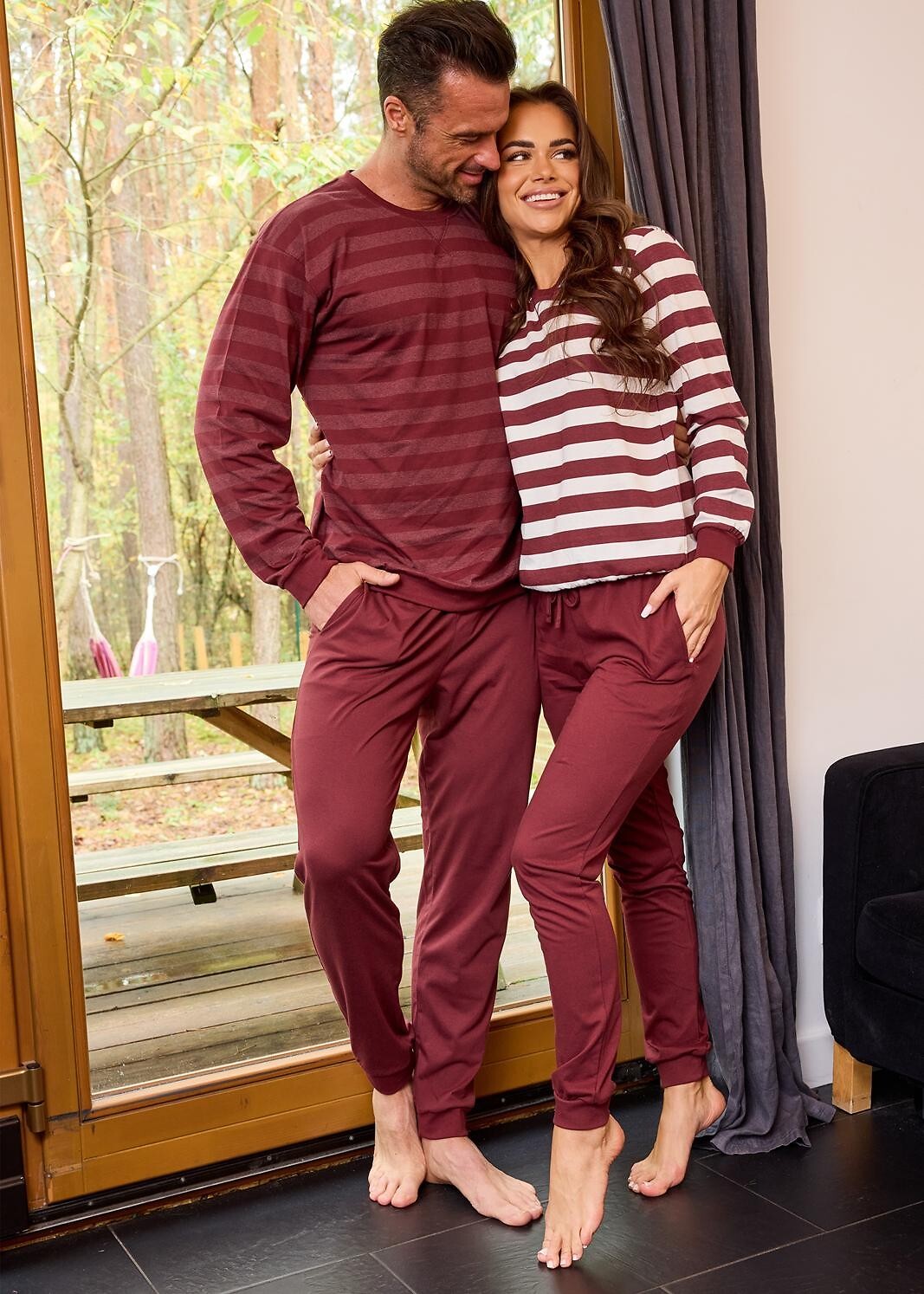 Piżama męska Cornette 117/320 Loose 16 Christmas bawełniana bordowy