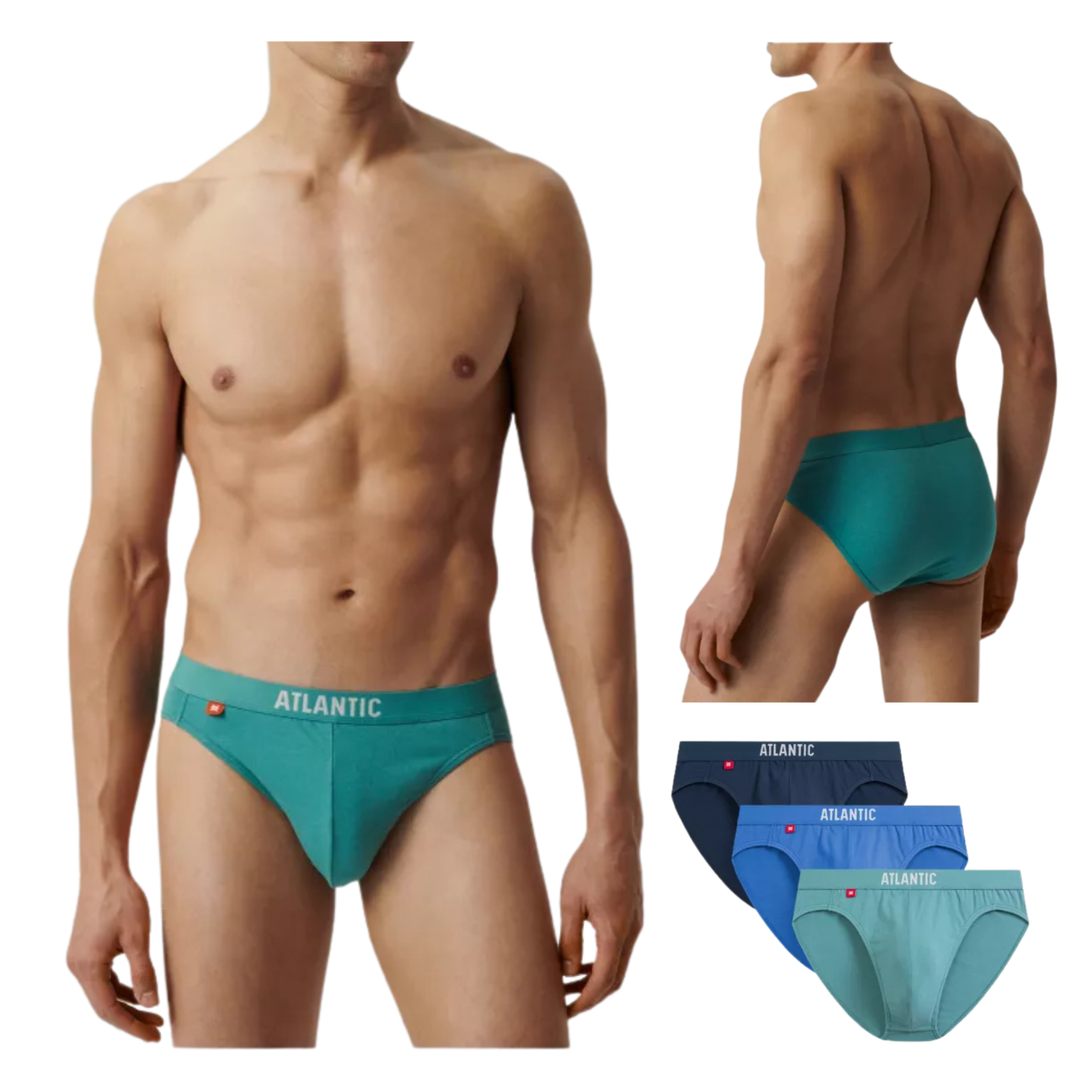 3-PACK slipy męskie Atlantic Sport bawełniane 3MP-094-NIE/NIEC/ZIEJ WYPRZEDAŻ