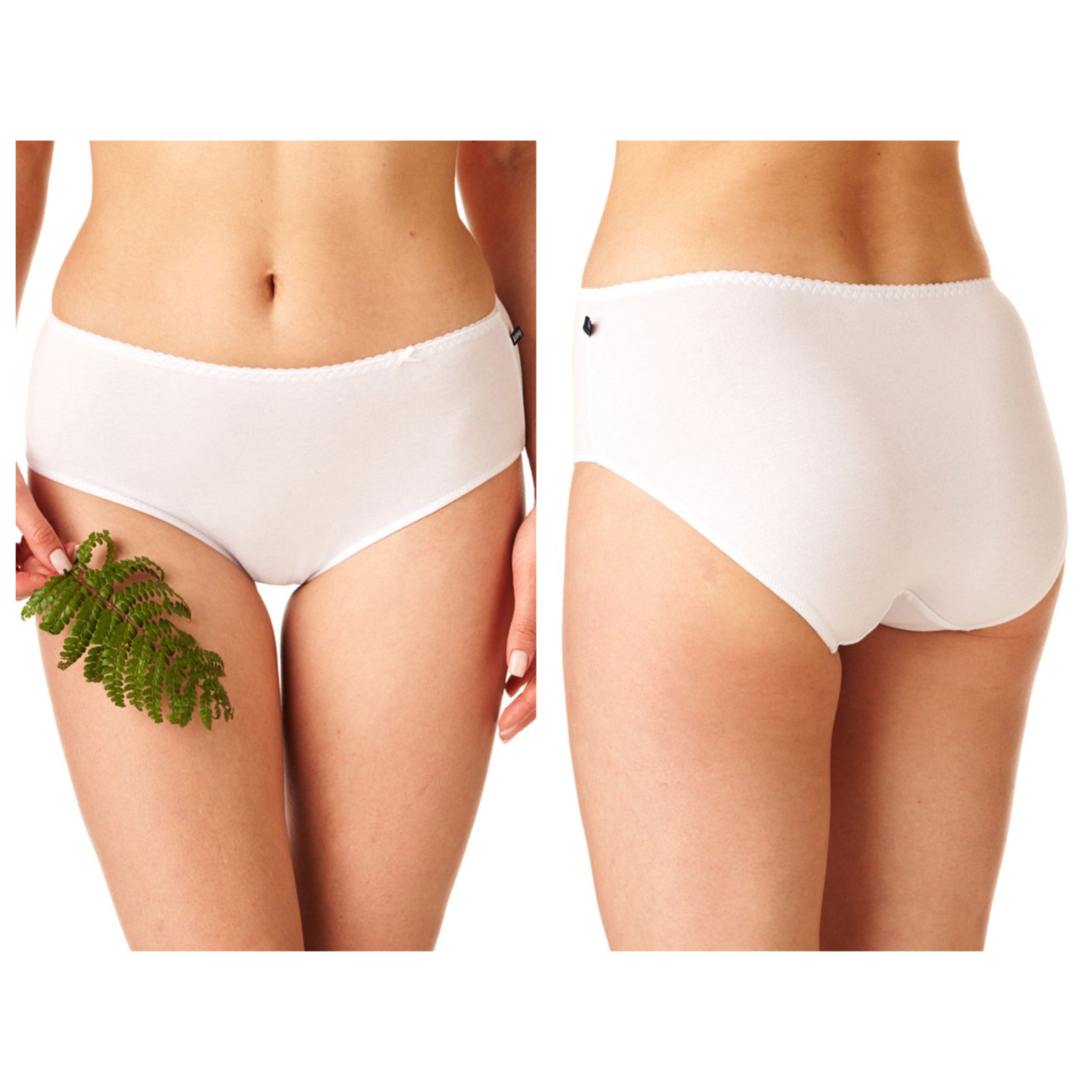 2-PACK Figi damskie KEY LPC-110 bawełniane białe WYPRZEDAŻ