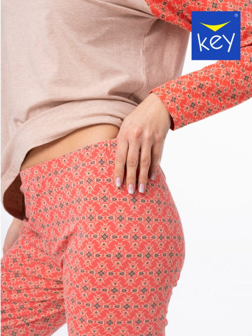 Piżama damska KEY LNS-938 B23 długa bawełniana pomarańczowa - obrazek 6