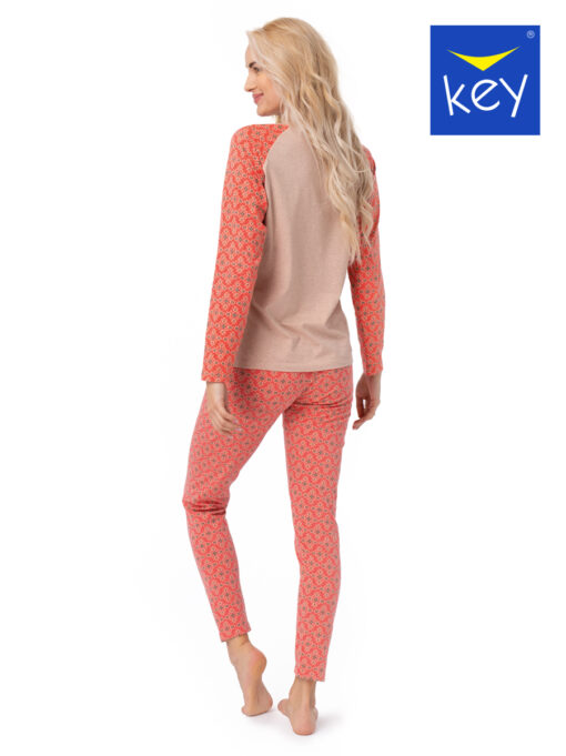Piżama damska KEY LNS-938 B23 długa bawełniana pomarańczowa - obrazek 5